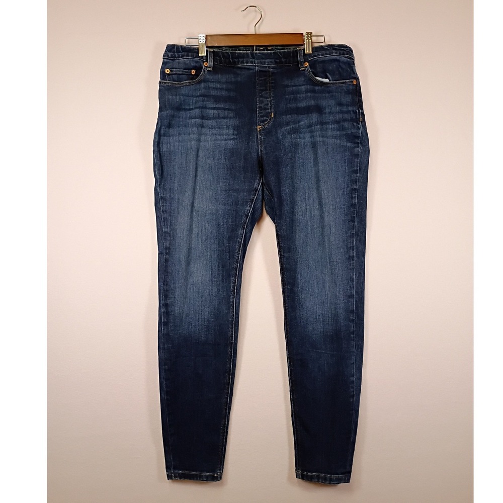 Gorpcore L.L.Bean Women 16 Blue CoolMax Tencel Stretch Skinny Pull On Jeans